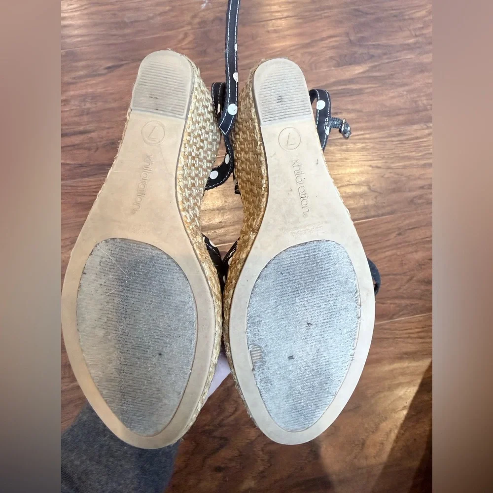 Xhilaration Black Sandals with White Dots